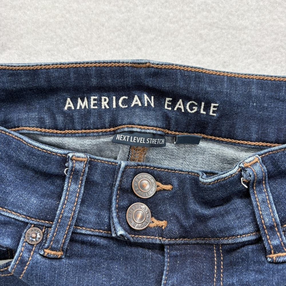 American Eagle Kick Boot Jeans Womens 8 Blue Medium Wash Mid Rise Stretch Denim - Picture 3 of 12
